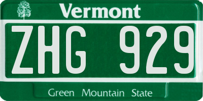 VT license plate ZHG929