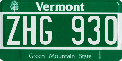 VT license plate ZHG930