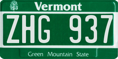 VT license plate ZHG937