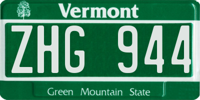 VT license plate ZHG944
