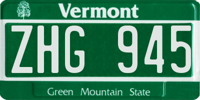 VT license plate ZHG945
