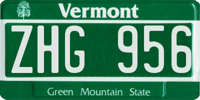 VT license plate ZHG956