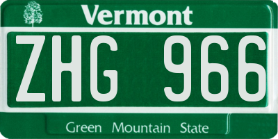 VT license plate ZHG966