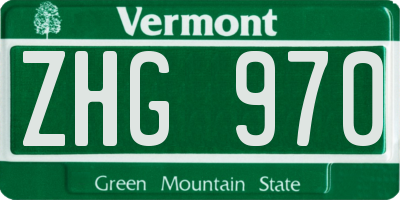 VT license plate ZHG970
