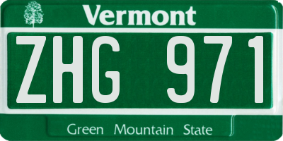 VT license plate ZHG971