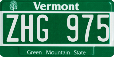 VT license plate ZHG975