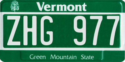 VT license plate ZHG977