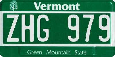 VT license plate ZHG979
