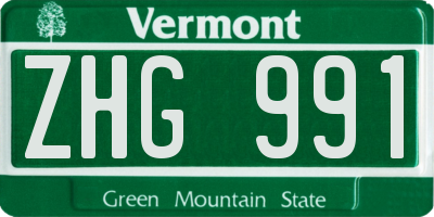 VT license plate ZHG991