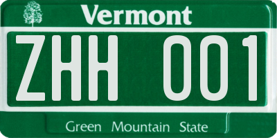 VT license plate ZHH001