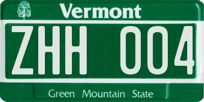 VT license plate ZHH004