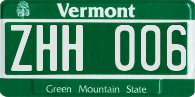 VT license plate ZHH006