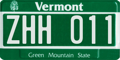 VT license plate ZHH011