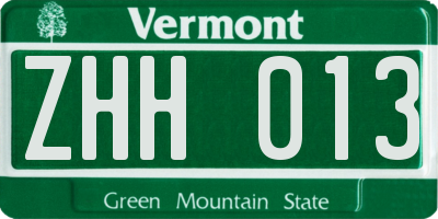 VT license plate ZHH013