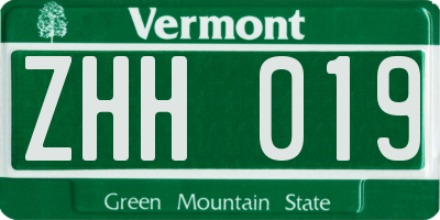 VT license plate ZHH019