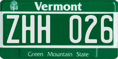 VT license plate ZHH026