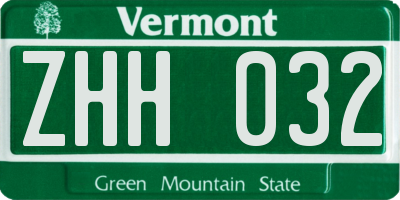 VT license plate ZHH032