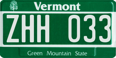 VT license plate ZHH033