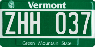 VT license plate ZHH037