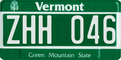 VT license plate ZHH046