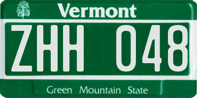 VT license plate ZHH048
