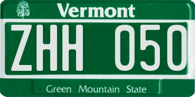 VT license plate ZHH050