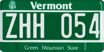 VT license plate ZHH054