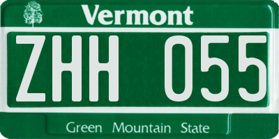 VT license plate ZHH055