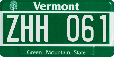 VT license plate ZHH061