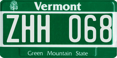 VT license plate ZHH068
