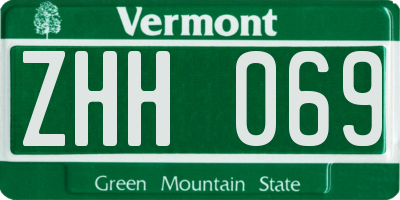 VT license plate ZHH069