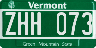 VT license plate ZHH073