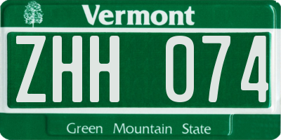 VT license plate ZHH074