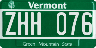 VT license plate ZHH076