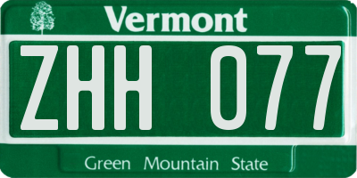 VT license plate ZHH077