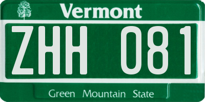 VT license plate ZHH081