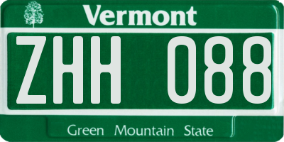 VT license plate ZHH088