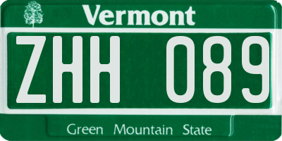 VT license plate ZHH089
