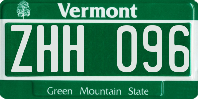 VT license plate ZHH096