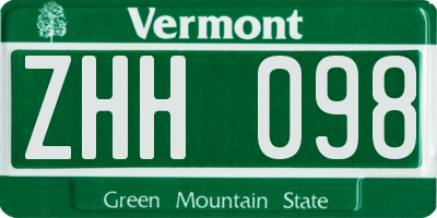 VT license plate ZHH098