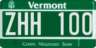 VT license plate ZHH100