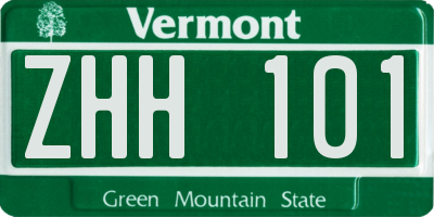 VT license plate ZHH101