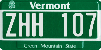 VT license plate ZHH107