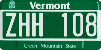 VT license plate ZHH108