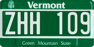 VT license plate ZHH109