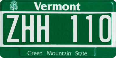 VT license plate ZHH110