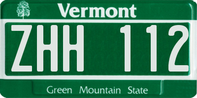 VT license plate ZHH112