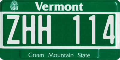 VT license plate ZHH114
