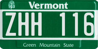 VT license plate ZHH116