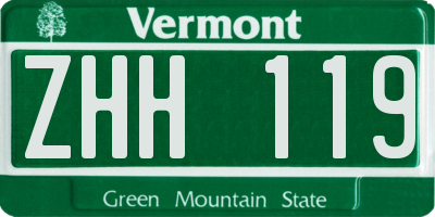 VT license plate ZHH119
